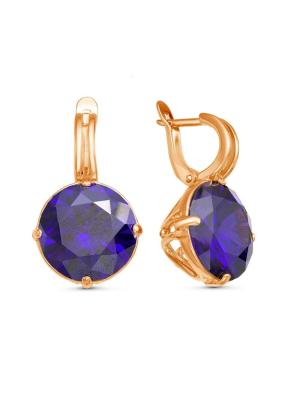 Серьги бижутерия, покрытие - золочение, вставка - фианит (недрагоценный камень)