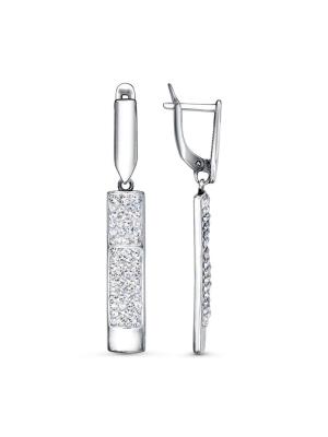 Серьги бижутерия, покрытие - серебрение с оксидированием, вставка - стекло ювелирное preciosa