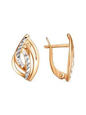 Серьги бижутерия, покрытие - золочение, отделка - алмазная грань, без вставок