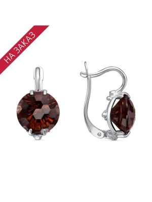 Серьги серебро 925 пробы, покрытие - родирование, вставка - искусственный топаз мистик