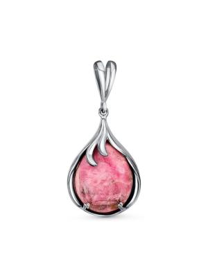 Подвеска бижутерия, покрытие - платинирование, вставка - родонит