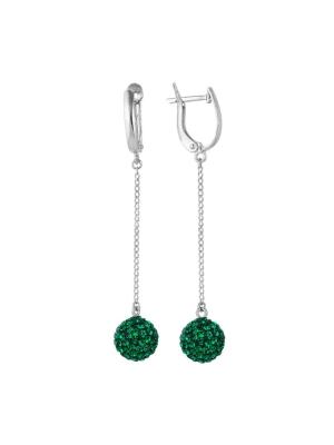 Серьги бижутерия, покрытие - серебрение, вставка - стекло ювелирное