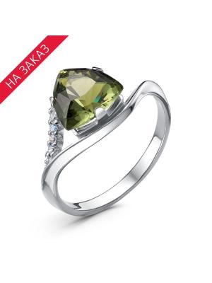 Кольцо серебро 925 пробы, покрытие - родирование, вставка - ситалл собственной огранки, фианит (недрагоценный камень)