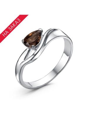 Кольцо серебро 925 пробы, покрытие - родирование, вставка - дымчатый кварц