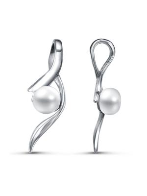 Подвеска бижутерия, покрытие - платинирование, вставка - культивированный жемчуг