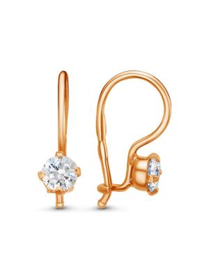 Серьги серебро 925 пробы, покрытие - золочение, вставка - фианит (недрагоценный камень)