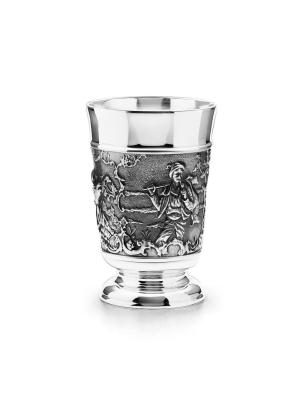 Стопка "охота" серебро 925 пробы, покрытие - оксидирование, без вставок