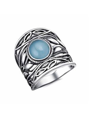 Кольцо бижутерия, покрытие - серебрение с оксидированием, вставка - искусственный халцедон