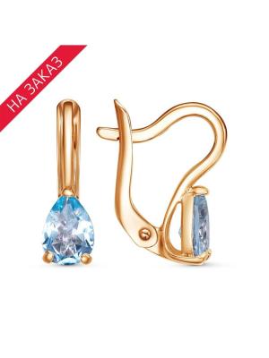 Серьги серебро 925 пробы, покрытие - золочение, вставка - голубой топаз (полудрагоценный камень)