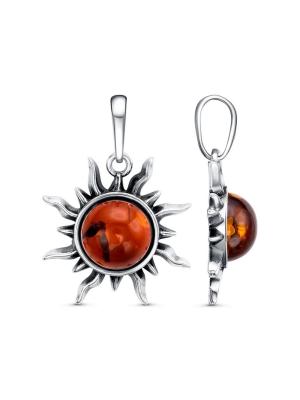 Подвеска бижутерия, покрытие - серебрение с оксидированием, вставка - искусственный янтарь