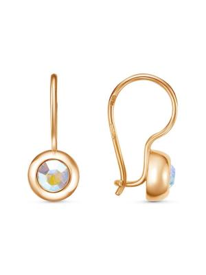 Серьги бижутерия, покрытие - золочение, вставка - стекло ювелирное preciosa