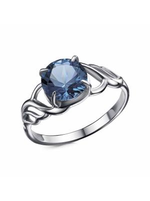 Кольцо бижутерия, покрытие - серебрение с оксидированием, вставка - искусственная шпинель