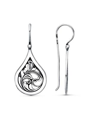 Серьги серебро 925 пробы, покрытие - оксидирование, без вставок