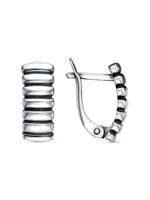 Серьги бижутерия, покрытие - серебрение с оксидированием, без вставок