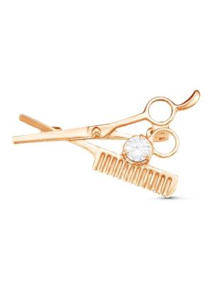 Брошь серебро 925 пробы, покрытие - золочение, вставка - фианит (недрагоценный камень)