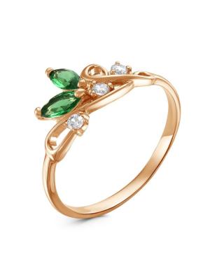 Кольцо бижутерия, покрытие - золочение, вставка - искусственная шпинель, фианит (недрагоценный камень)