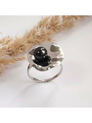 Кольцо бижутерия, покрытие - платинирование, вставка - имитация жемчуга