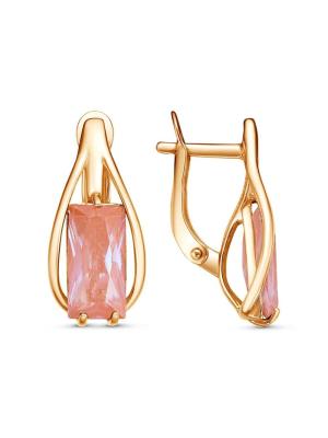 Серьги серебро 925 пробы, покрытие - золочение, вставка - ситалл собственной огранки