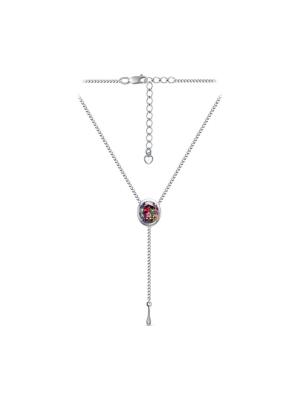 Колье бижутерия, покрытие - серебрение, вставка - фианит (недрагоценный камень)