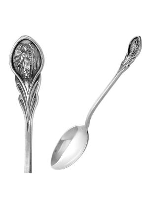 Ложка чайная "ангел-хранитель" серебро 925 пробы, покрытие - оксидирование, без вставок