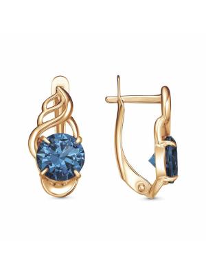 Серьги бижутерия, покрытие - золочение, вставка - искусственная шпинель