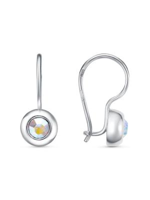 Серьги бижутерия, покрытие - серебрение, вставка - стекло ювелирное preciosa