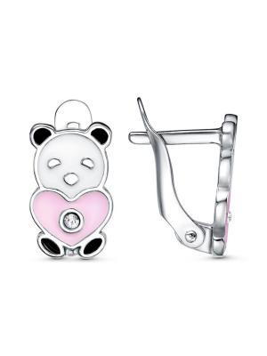 Серьги бижутерия, покрытие - платинирование, отделка - эмаль, вставка - стекло ювелирное preciosa