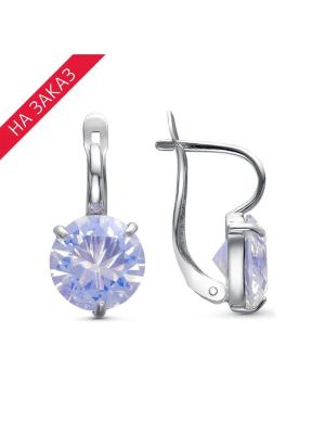 Серьги серебро 925 пробы, покрытие - родирование, вставка - искусственный лунный камень