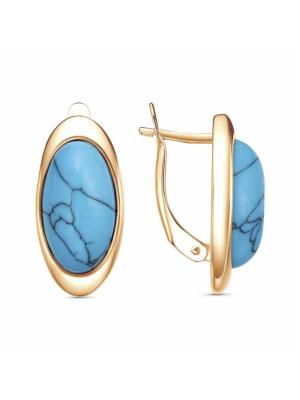 Серьги бижутерия, покрытие - золочение, вставка - искусственная бирюза