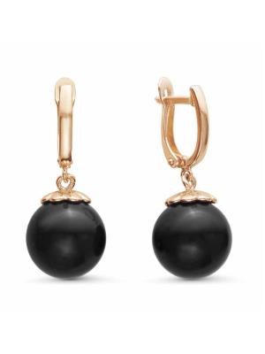 Серьги бижутерия, покрытие - золочение, вставка - имитация жемчуга