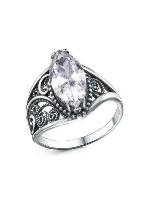 Кольцо бижутерия, покрытие - серебрение с оксидированием, вставка - фианит (недрагоценный камень)