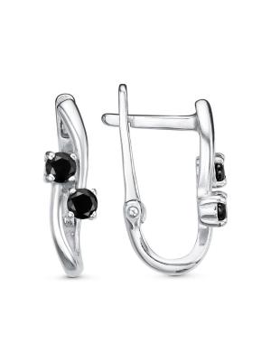 Серьги серебро 925 пробы, покрытие - родирование, вставка - фианит (недрагоценный камень)