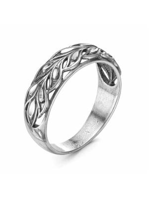 Кольцо серебро 925 пробы, покрытие - оксидирование, отделка - алмазная грань, без вставок