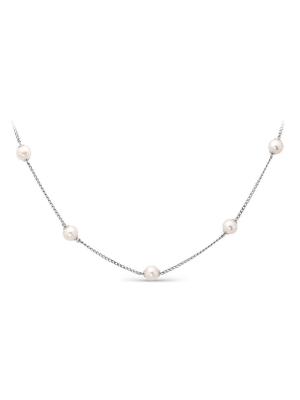 Колье бижутерия, покрытие - серебрение, вставка - стекло ювелирное