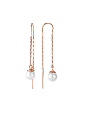 Серьги бижутерия, покрытие - золочение, вставка - имитация жемчуга