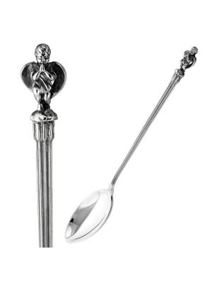 Ложка чайная "ангел-хранитель" серебро 925 пробы, покрытие - оксидирование, без вставок