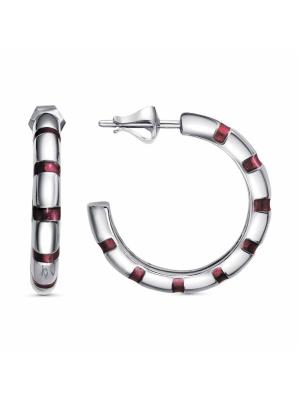 Серьги бижутерия, покрытие - платинирование, отделка - эмаль, без вставок