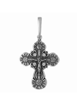 Подвеска бижутерия, покрытие - серебрение с оксидированием, вставка - стекло ювелирное preciosa