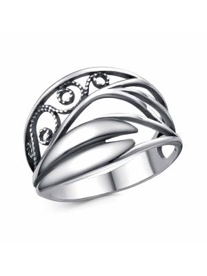 Кольцо серебро 925 пробы, покрытие - оксидирование, без вставок