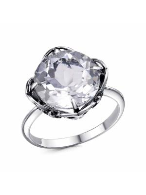 Кольцо серебро 925 пробы, покрытие - оксидирование, вставка - горный хрусталь