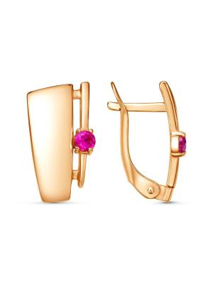 Серьги бижутерия, покрытие - золочение, вставка - синтетический корунд