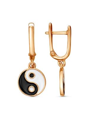 Серьги бижутерия, покрытие - золочение, отделка - эмаль, без вставок