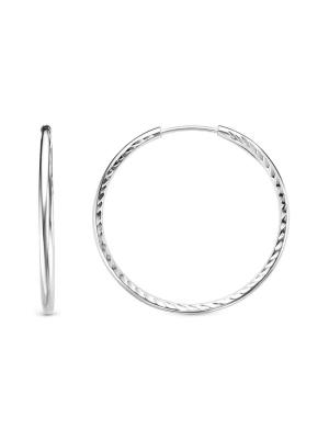 Серьги серебро 925 пробы, покрытие - родирование, отделка - алмазная грань, без вставок