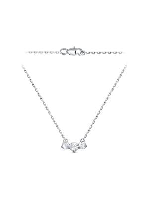 Колье бижутерия, покрытие - платинирование, вставка - фианит (недрагоценный камень)