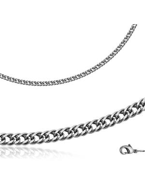 Цепь бижутерия, покрытие - серебрение с оксидированием, без вставок