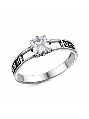 Кольцо серебро 925 пробы, покрытие - оксидирование, вставка - фианит (недрагоценный камень)