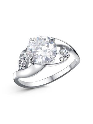 Кольцо бижутерия, покрытие - платинирование, вставка - стекло ювелирное preciosa, фианит (недрагоценный камень)