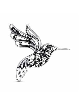 Брошь серебро 925 пробы, покрытие - оксидирование, без вставок