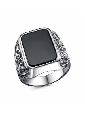 Кольцо бижутерия, покрытие - серебрение с оксидированием, вставка - стекло ювелирное собственной огранки