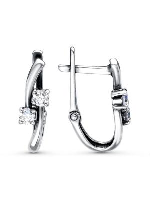 Серьги бижутерия, покрытие - серебрение с оксидированием, вставка - фианит (недрагоценный камень)